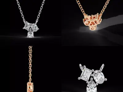 Luxury Multi Stone Diamond Pendant CAD Design 3DM STL 3D print model