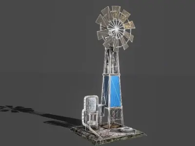 Shanty windmill Low-poly 3D model