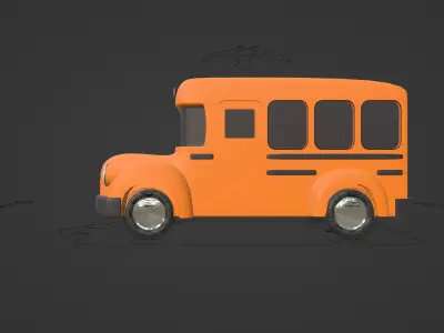 Colorful 3D Kids Bus Model - Playful and Game Ready Low-poly 3D model