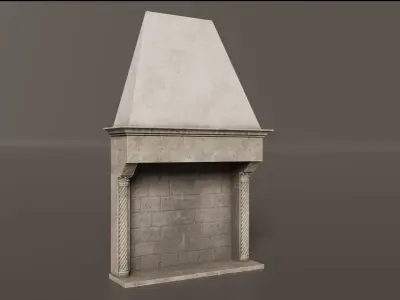 Medieval Fireplace Low-poly 3D model