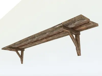 Old Wooden Shelf Low-poly 3D model