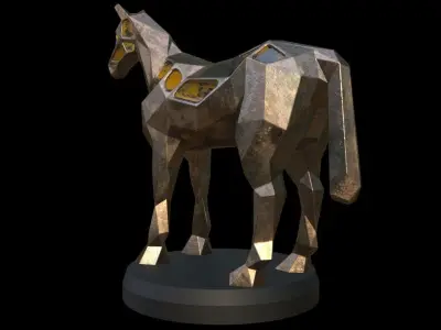 Steampunk Horse Low-poly 3D model