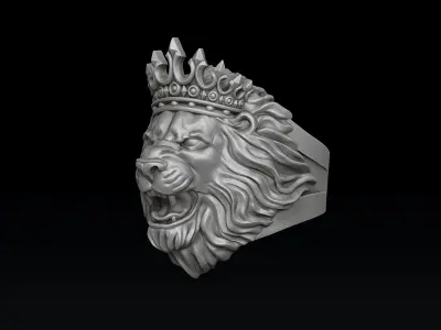 Lion With Crown Ring 3D print model