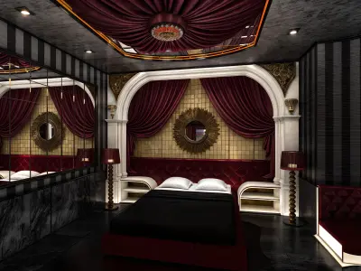 Luxurious and Elegant Hotel Room Design Low-poly 3D model