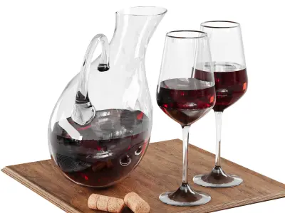 N7 Elegant Red Wine Set with Decanter and Glasses 3D model