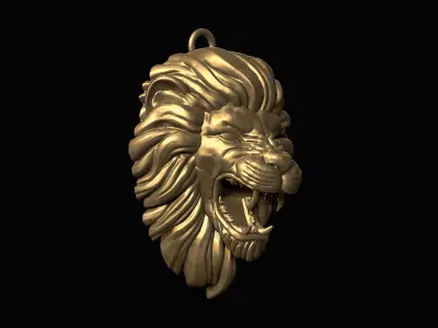 Furious Lion Head Pendant 3D print model