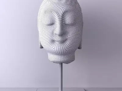 Antique Stone Buddha Head 3D model