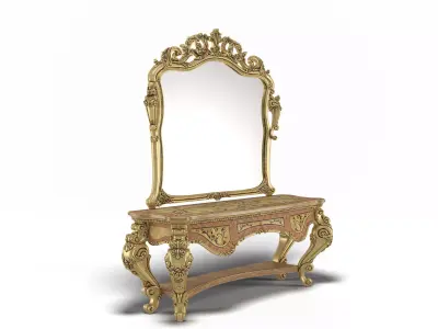 Toilette ornate dressing table and mirror 3D model