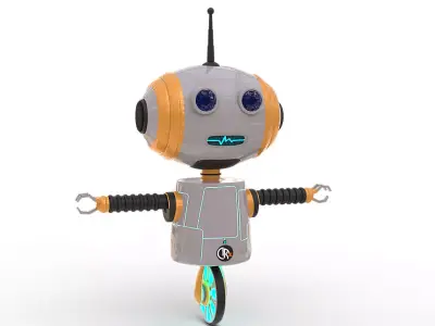 3D Retrobot - Technology Mascot Low-poly 3D model