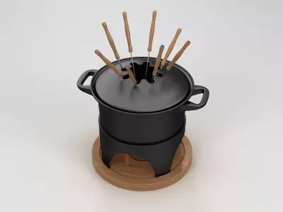 Fondue Set pot 3D model
