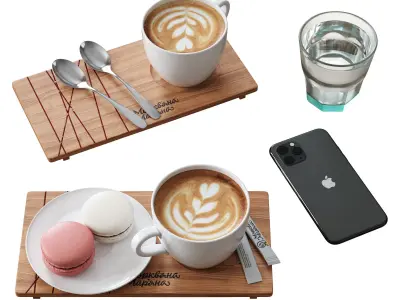 Decorative Set for a Cafe Table Kit1 3D model