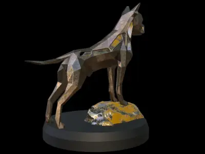 Steampunk German Boxer Rock Low-poly 3D model