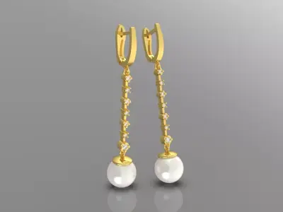 bride wedding  pearl earring pe0007 3D print model