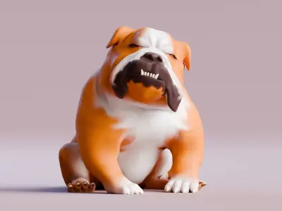 Low poly - Stylized dog - Bulldog Low-poly 3D model