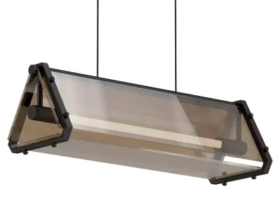 haga-long industrial pendant light with frame and clear glass 3D model