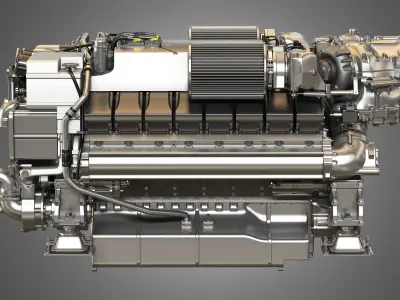  V16 2000 Engine - Yacht Turbo Engine 3D model
