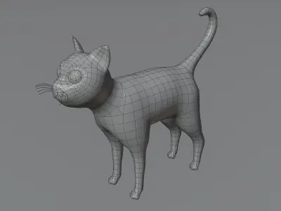 Cartoon Cat Brown Grey Striped 3D Model Low-poly 3D model