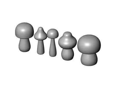 Mushroom peg doll decor shapes 3D print model