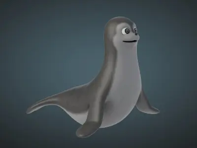 Rigged Cartoon Seal 3D model