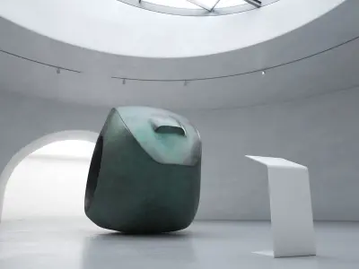 Metal Head Sculpture Low-poly 3D model