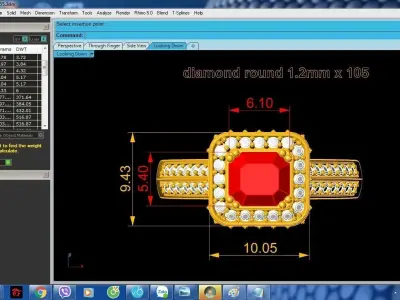 Luxury Princess Cut Gemstone Engagement Ring for Women  487 3D print model