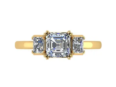 Ring193 princess cut diamond engagement ring gold 3D print model