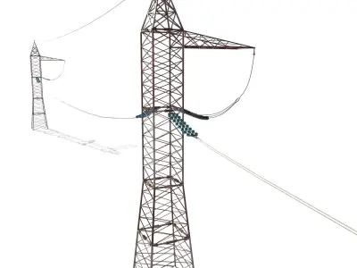 Electricity Pole 30 Weathered Low-poly 3D model