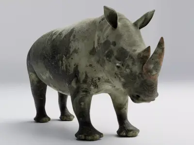 Rhino muddy Low-poly 3D model
