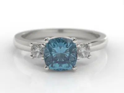 Cushion engagement ring 3D print model