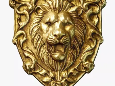 Lion Heraldic Emblem PBR  Low-poly 3D model