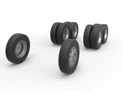 Wheel Set of Vintage GATR Racing Semi truck V3 Scale 1 to 25 3D print model