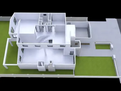 MODERN HOUSE 2 STORY 4 BEDROOMS 2 CAR GARAGE RESIDENTIAL 3D model