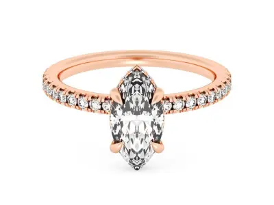 MARQUIS Cut Hidden Halo Engagement Ring 3D print model