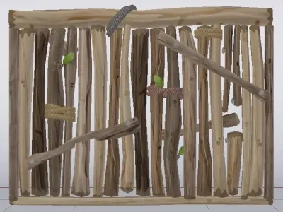 Wooden Wall Low-poly 3D model