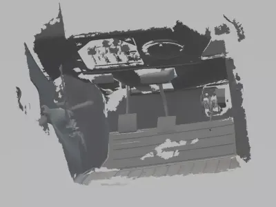 Defender pedal cockpit area for pedals and seat clip Scan  3D model