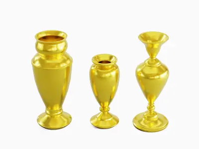 Antique Golden Vases 02 Low-poly 3D model