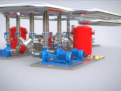 Industrial boiler room 3D model