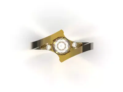 Solitaire STL 3D printable gold Ring Modern Bypass model sr0112 3D print model