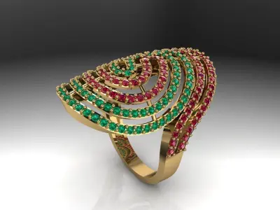 Luxury ruby emerald ring design 3D print model