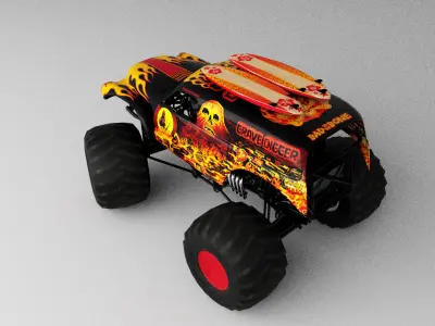Monster Truck Gravedigger Low-poly 3D model