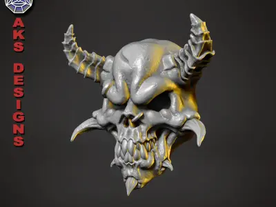 Demon skull v1 Bas relief for home decoration 3D print model