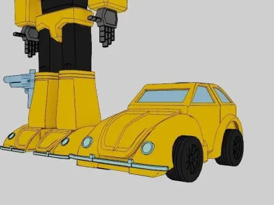 Bumblebee Combo - Robot - Gun - Car Mode -  Low Poly Model 3D model