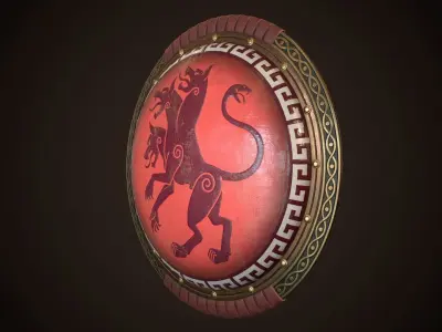 Hoplite Shield Cerberus Low-poly 3D model