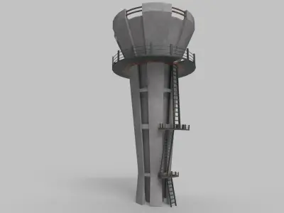 Water Tank Tower Low-poly 3D model