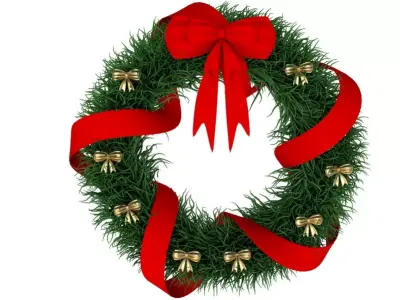 Christmas Wreath with Bows 3D model