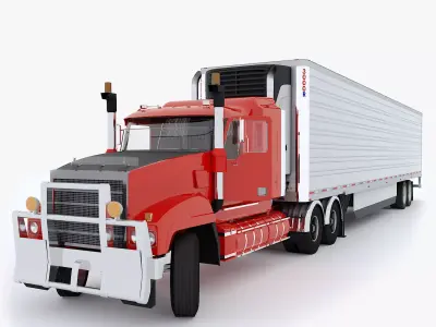 Industrial Truck with Trailers Low-poly 3D model