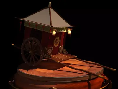 Chinese wedding carriage  Low-poly 3D model