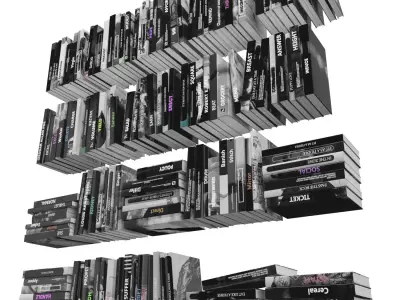 Books 150 pieces 3-6-2 Low-poly 3D model