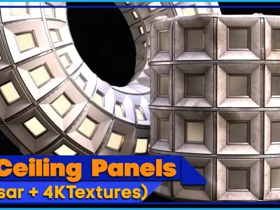 6 Ceiling Panels SBSAR - 4K Textures 3D model