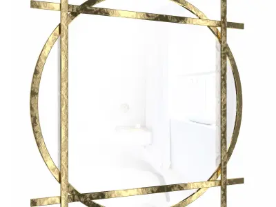 Round mirror in a gold decorative metal frame Meryl 3D model
